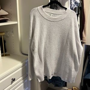 Light grey aerie waffle sweater